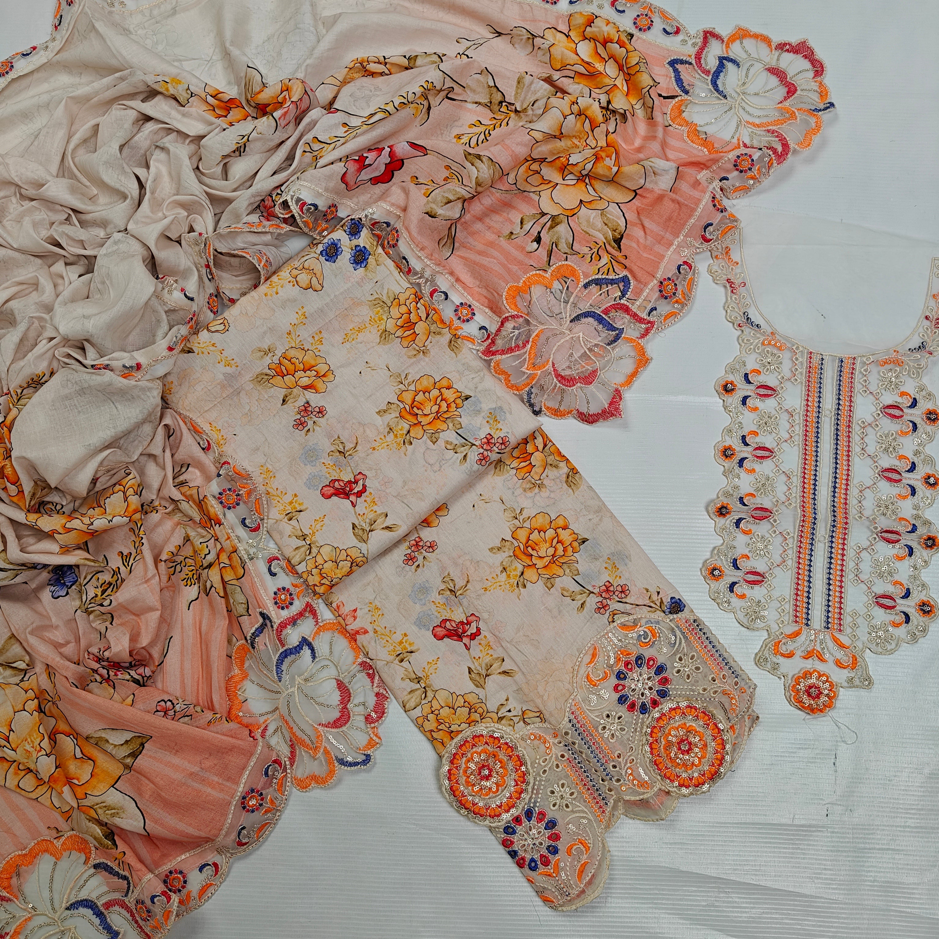 Baroque Printed Embroidered Lawn 3PC Unstitched Memon Clothes